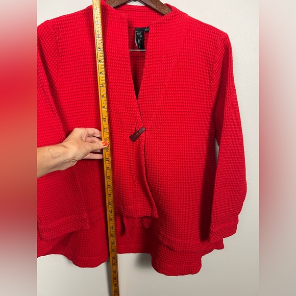 Focus Casual Life Red Waffle-Knit Swing Jacket – Size S | 100% Cotton - Picture 8 of 13